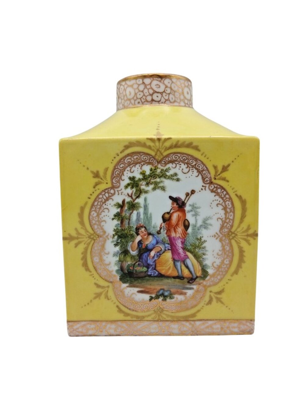 Antique Klemm Dresden Hand Painted Porcelain Tea Caddy German NO LID c 1888-1916